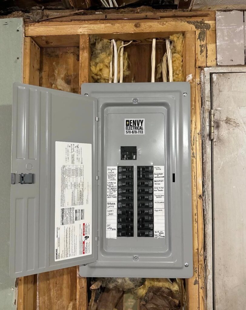 Residential electrical panel upgrade installed by Envy Electrical in Northeast Pennsylvania
